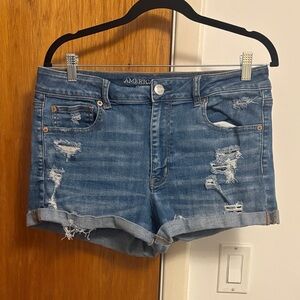 American Eagle Outfitters Light Blue Ripped Jean Shorts